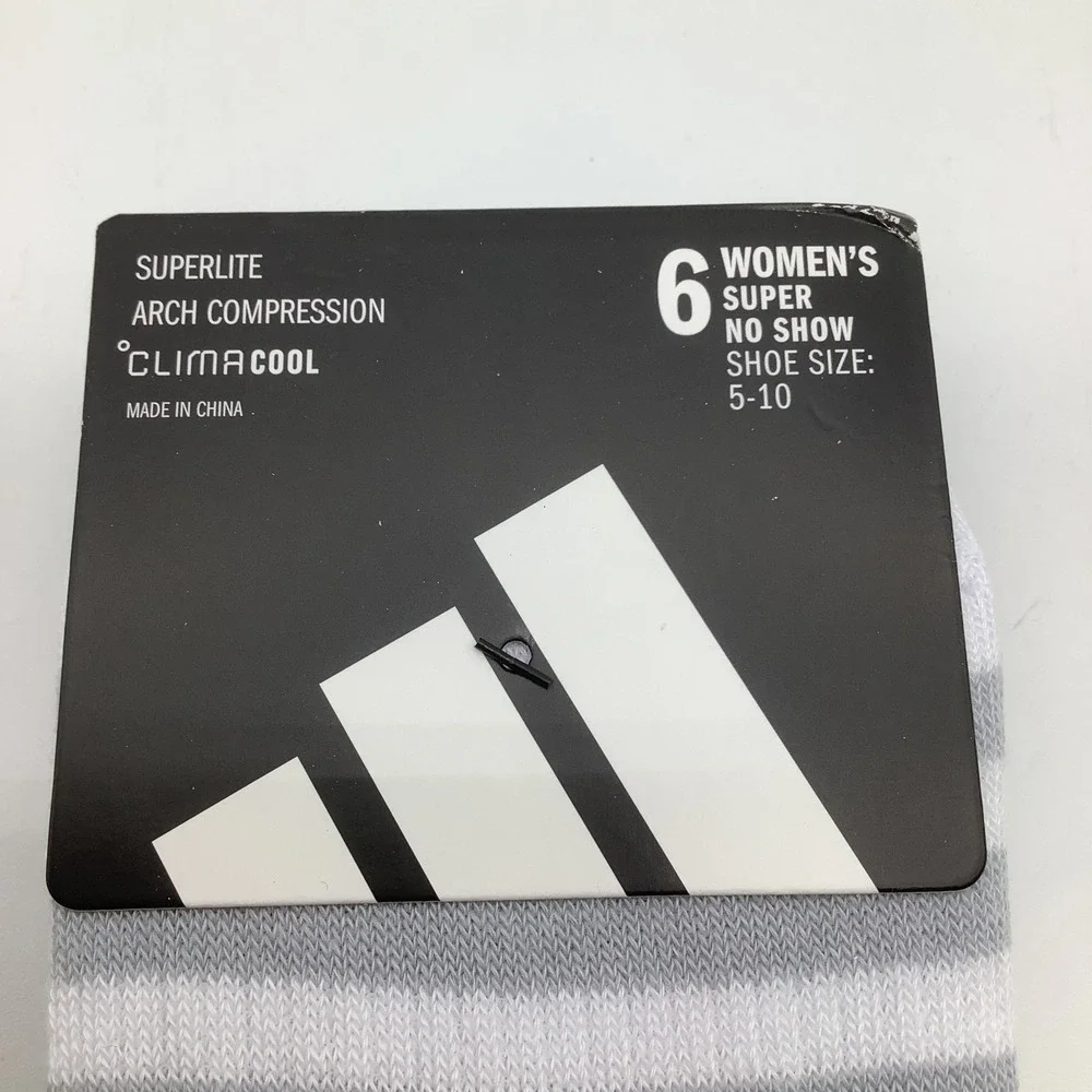 Adidas Superlite 6 Pack Super No Show‎ Socks White Black Grey Size 5-10 NEW